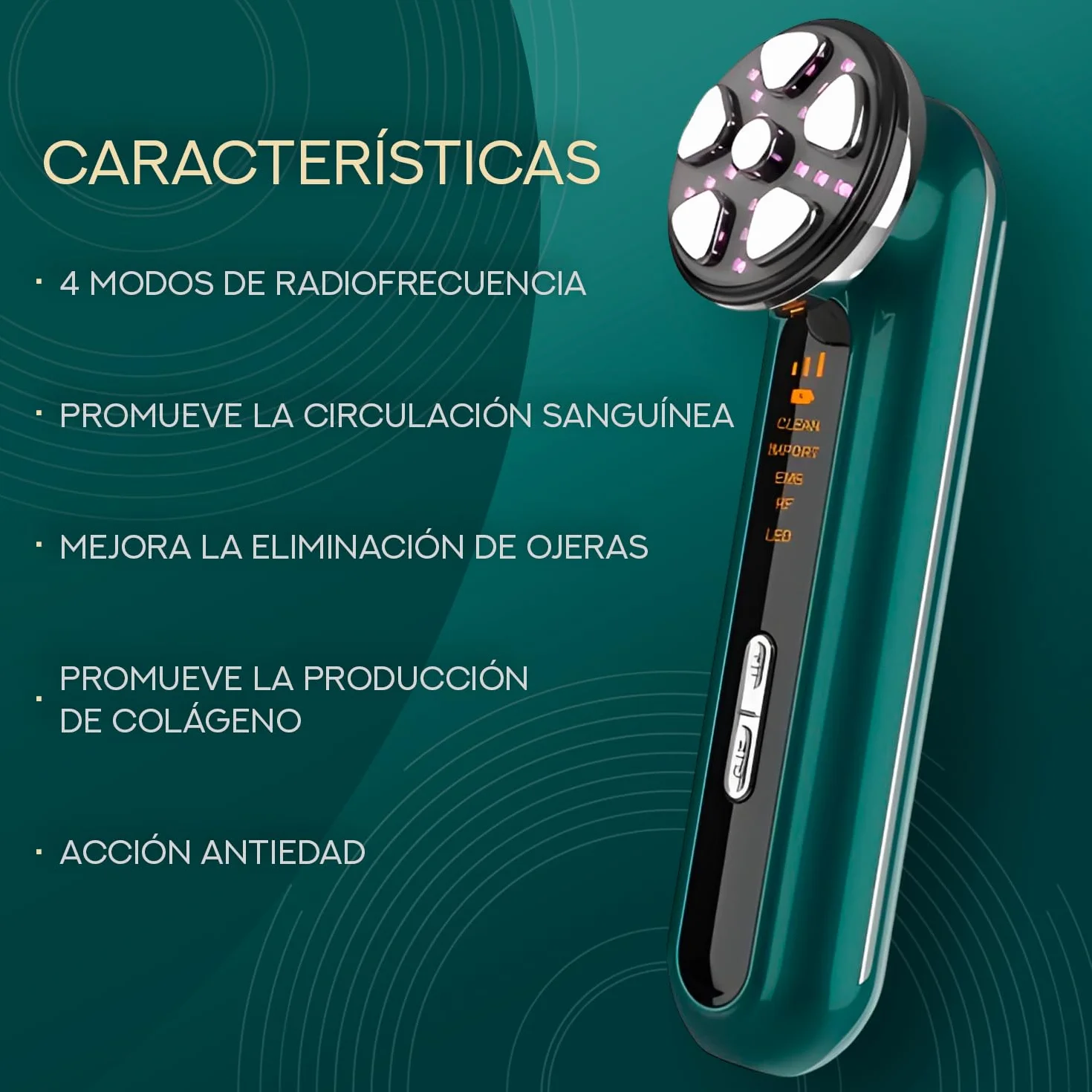 Aparato Radiofrecuencia Facial 5 en 1 Masajeador Facial Reafirmante Antiarrugas Profesional
