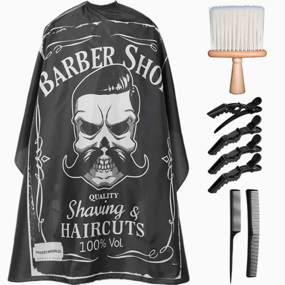 So Cool - Capa de peluquería profesional con clip de metal ajustable, capa de corte de pelo, capa de peluquería para el cuello, cepillo para polvo y pinzas para el pelo