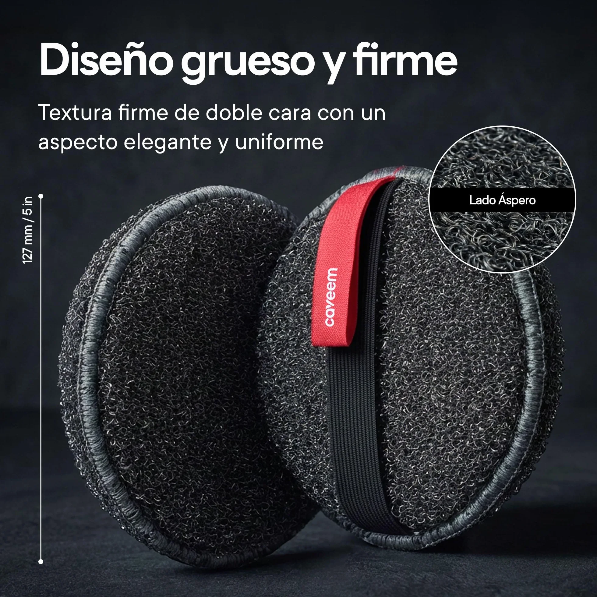 CAVEEM Esponja Exfoliante Corporal Doble Cara, Paquete de 2, Gris Oscuro