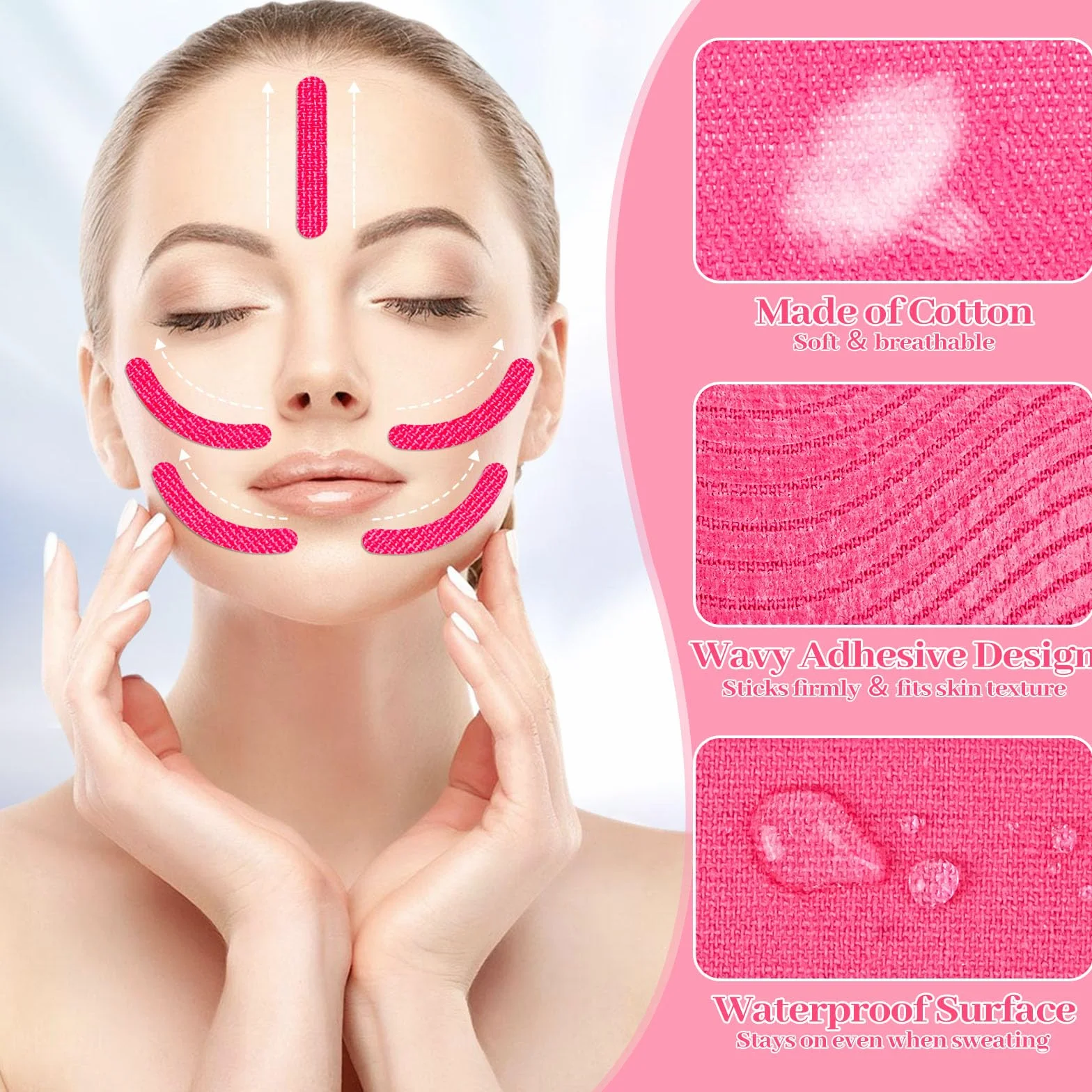 Cintas Kinesiológicas Faciales 5mx2,5cm Face Tape Lifting Reafirmante con Tijera