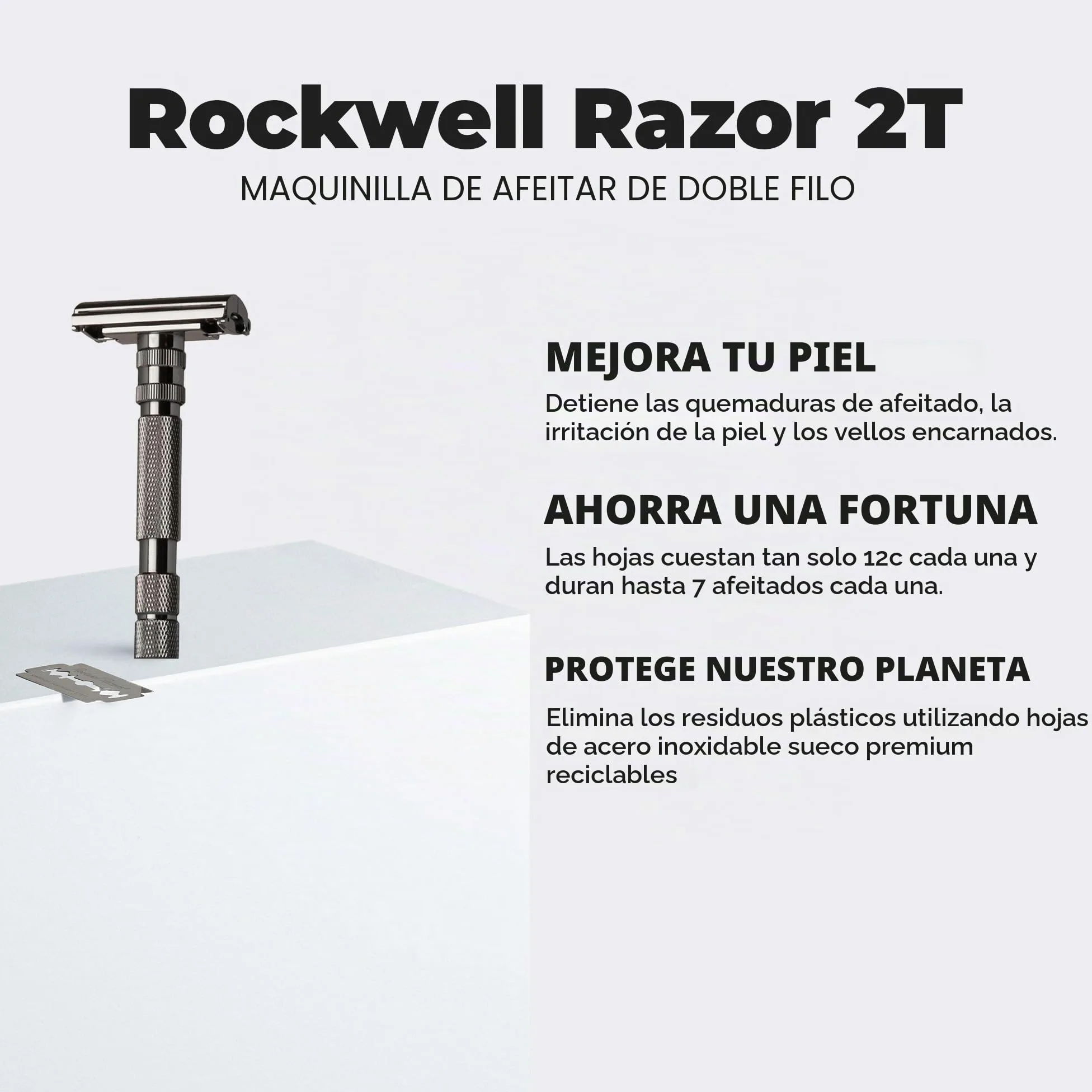 Rockwell - Afeitadora de seguridad T2 ajustable TTO Gun Metal