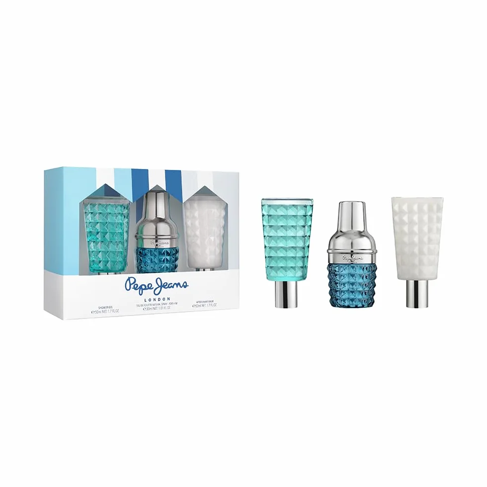 Pepe Jeans Life Is Now For Him Estuche Regalo Perfumes Hombre Pack de 3 Piezas Eau de Toilette 30ml After Shave 50ml Shower Gel 50ml Set Fragancia Aromática Amaderada