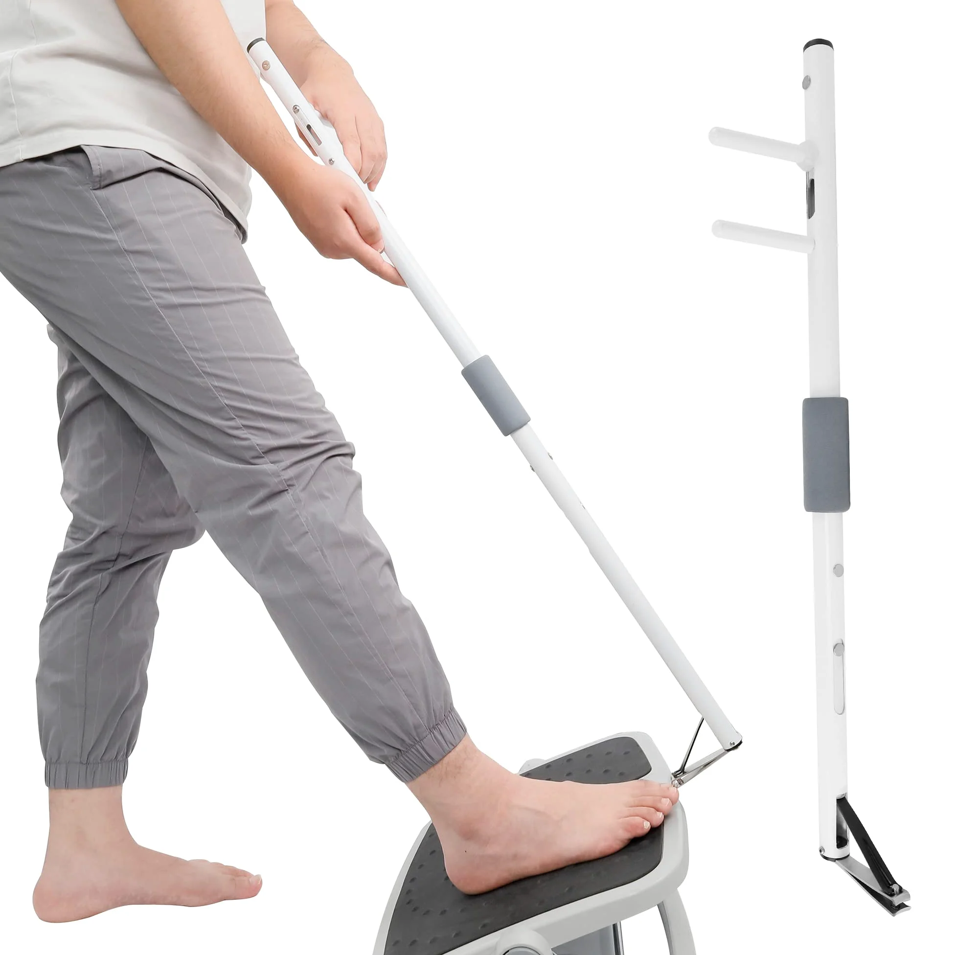 Cortaúñas con mango largo de 4 mm, eje de aluminio, sin necesidad de agacharse, herramienta fácil de alcanzar para uñas de los pies (M-72 cm-28 pulgadas)