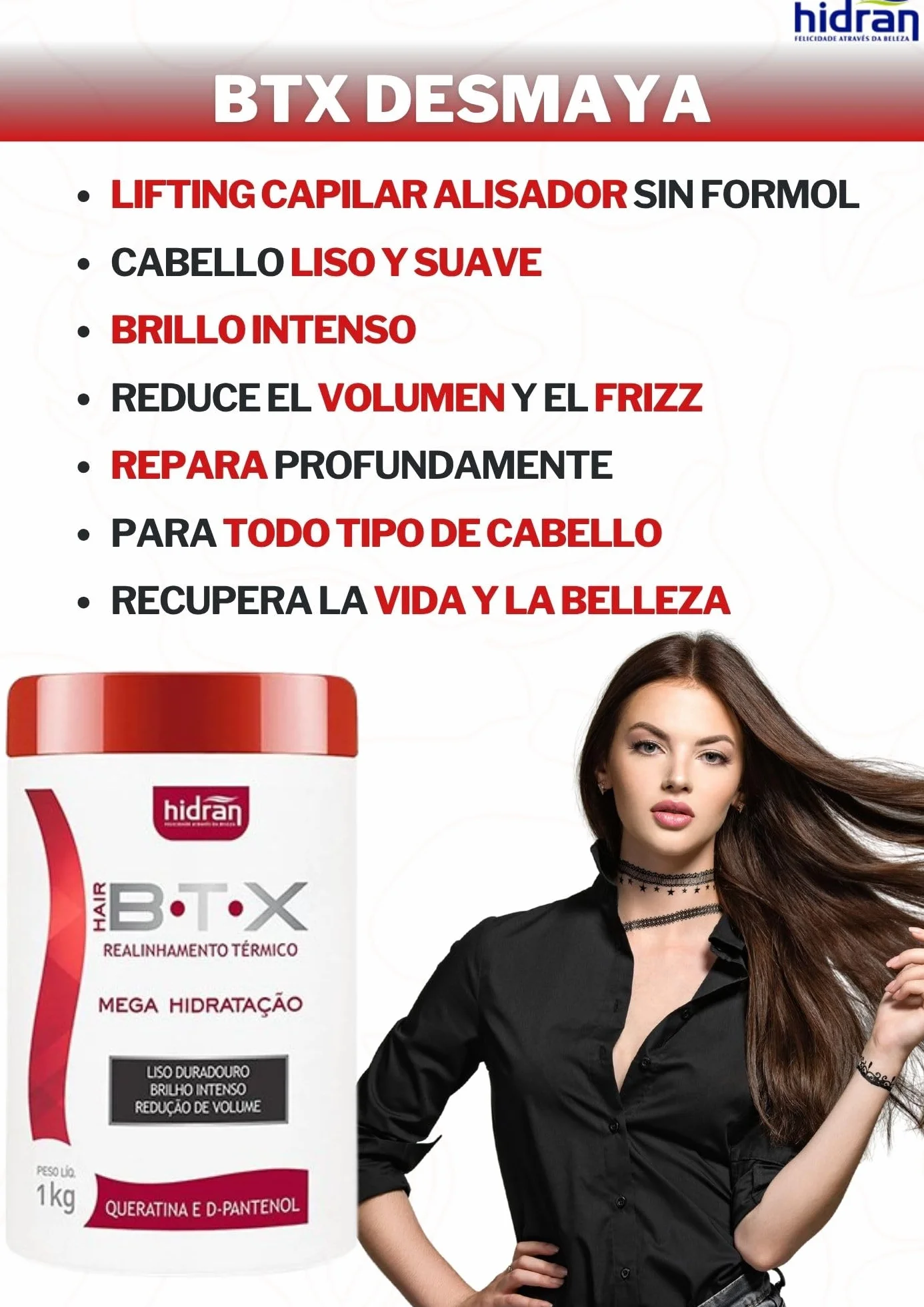 Hidran BTX Lifting Capilar Keratina Desmaya Cabello 200g