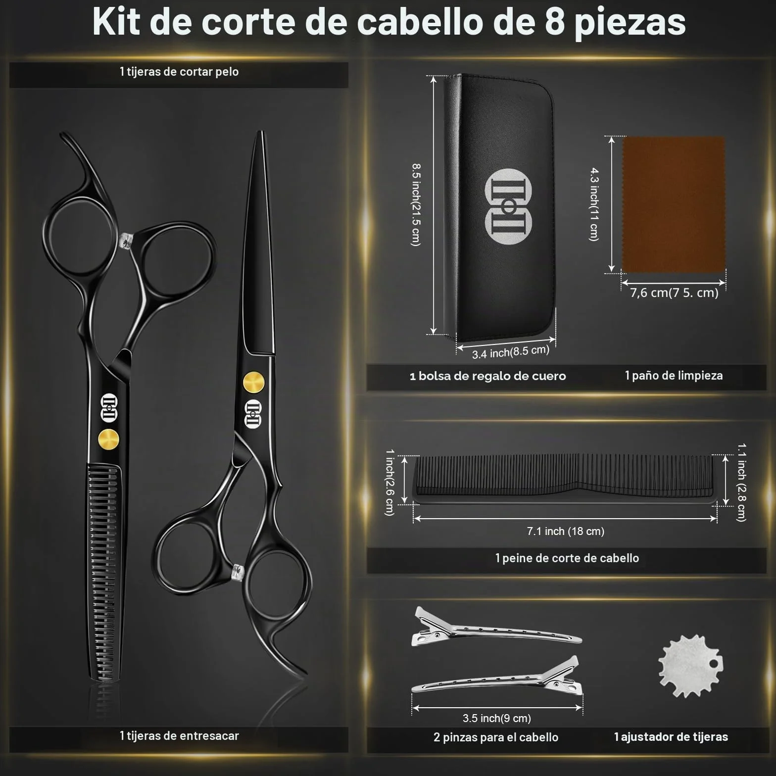 Tijeras Peluqueria Profesional 6,7 Pulgadas Cortar Entresacar Pelo Negro