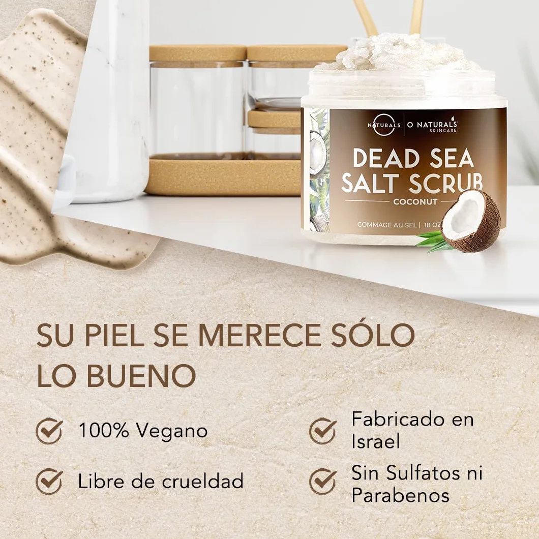 O Naturals Exfoliante de Aceite de Coco y Sal del Mar Muerto, Limpieza Profunda 500gr