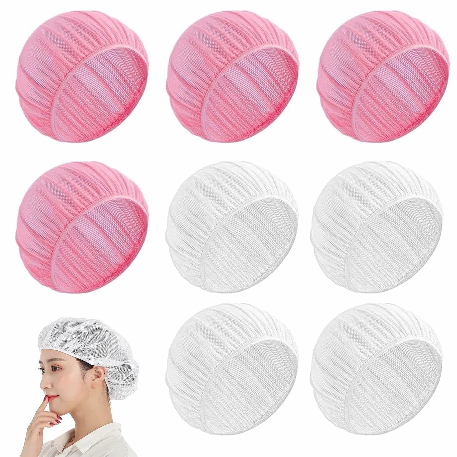 Tapa De Malla Transpirable 8 Piezas, Cómoda Y Seca, Productos Para El Cuidado Del Cabello (Blanco, Rosa)
