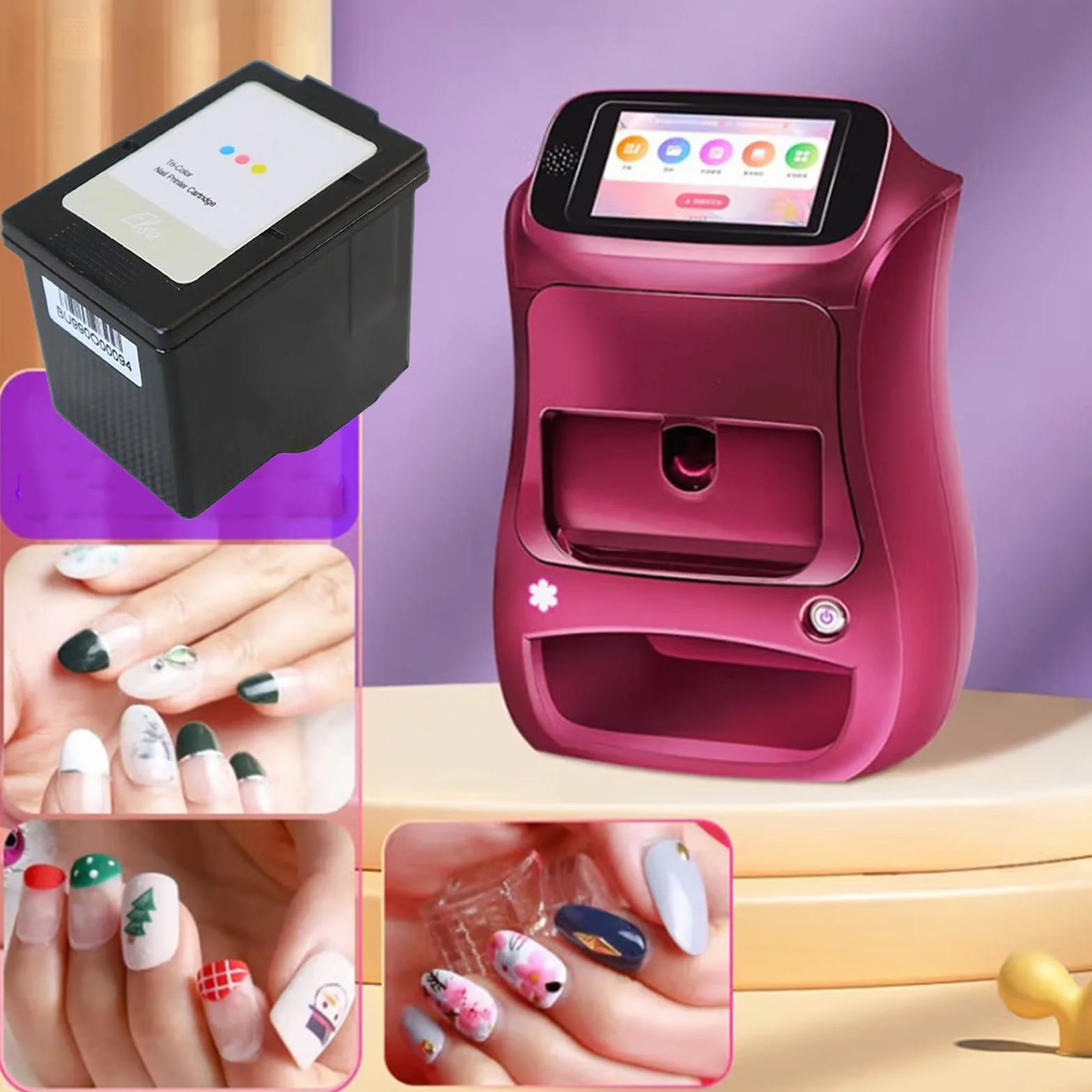 Impresora Inteligente para Uñas: Completa Cualquier Diseño En 25 Segundos, MáQuina Digital AutomáTica para Arte De UñAs A Color, para El Hogar O Salón De Uñas InkCartridge