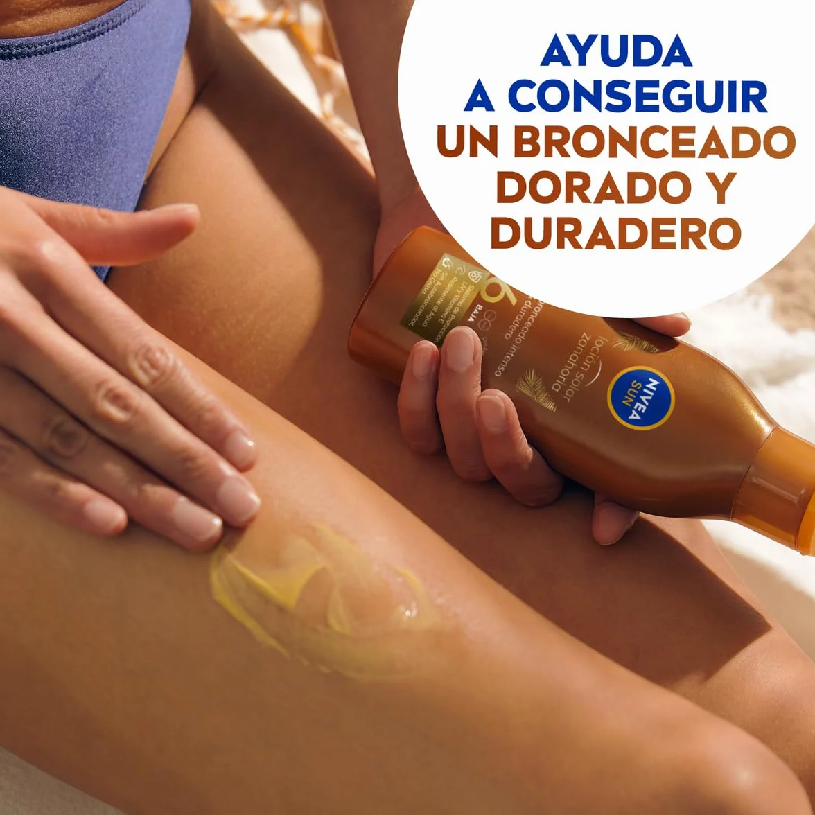 NIVEA SUN Leche Solar Zanahoria FP6 200 ml Protector Solar Hidratante Resistente al Agua Crema Bronceadora