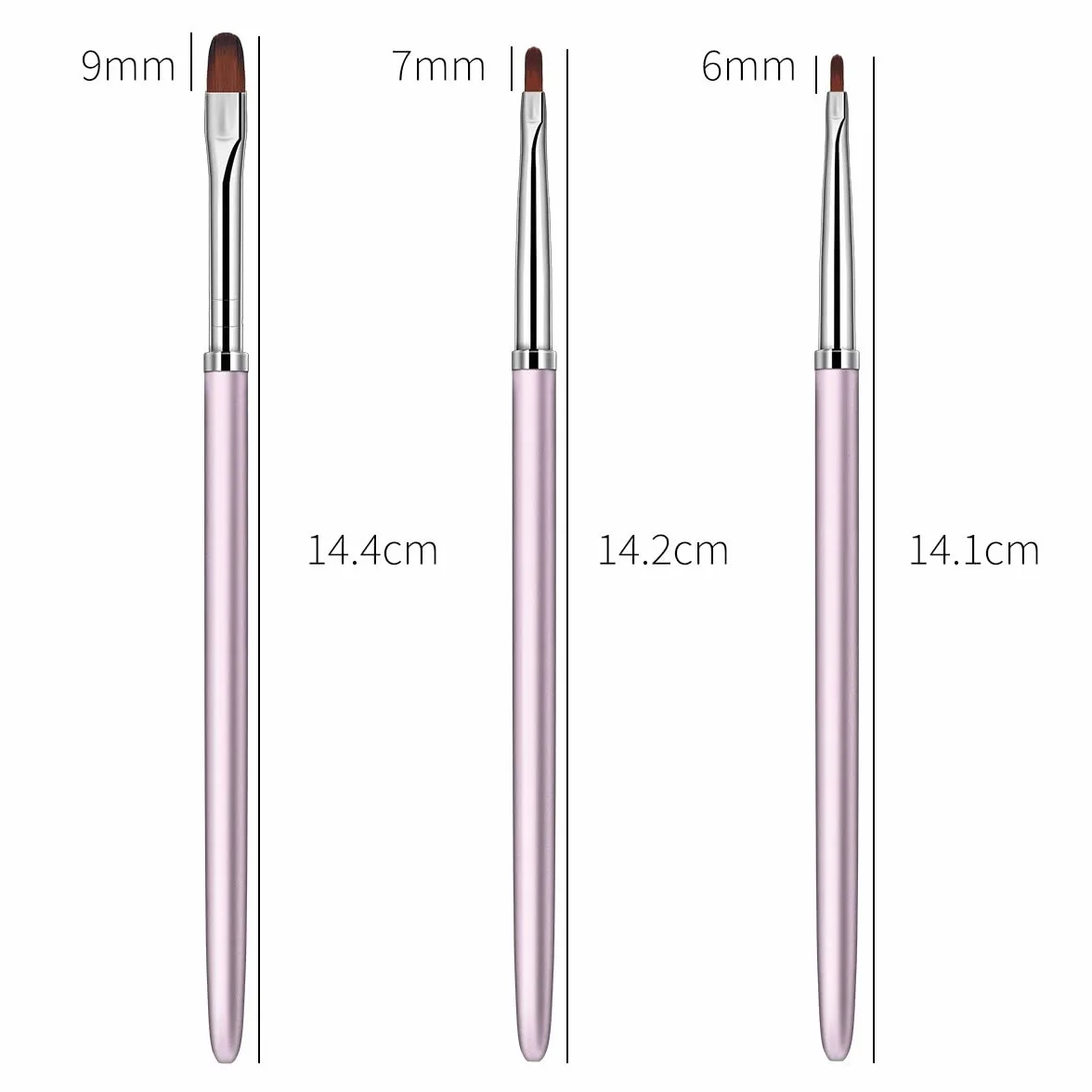 Pinceles para pintura al óleo, 3 piezas/juego de pinceles de gel acrílico para decoración de uñas, mango de diamantes de imitación, extensión de líneas de construcción, delineador, dibujo, pintura,