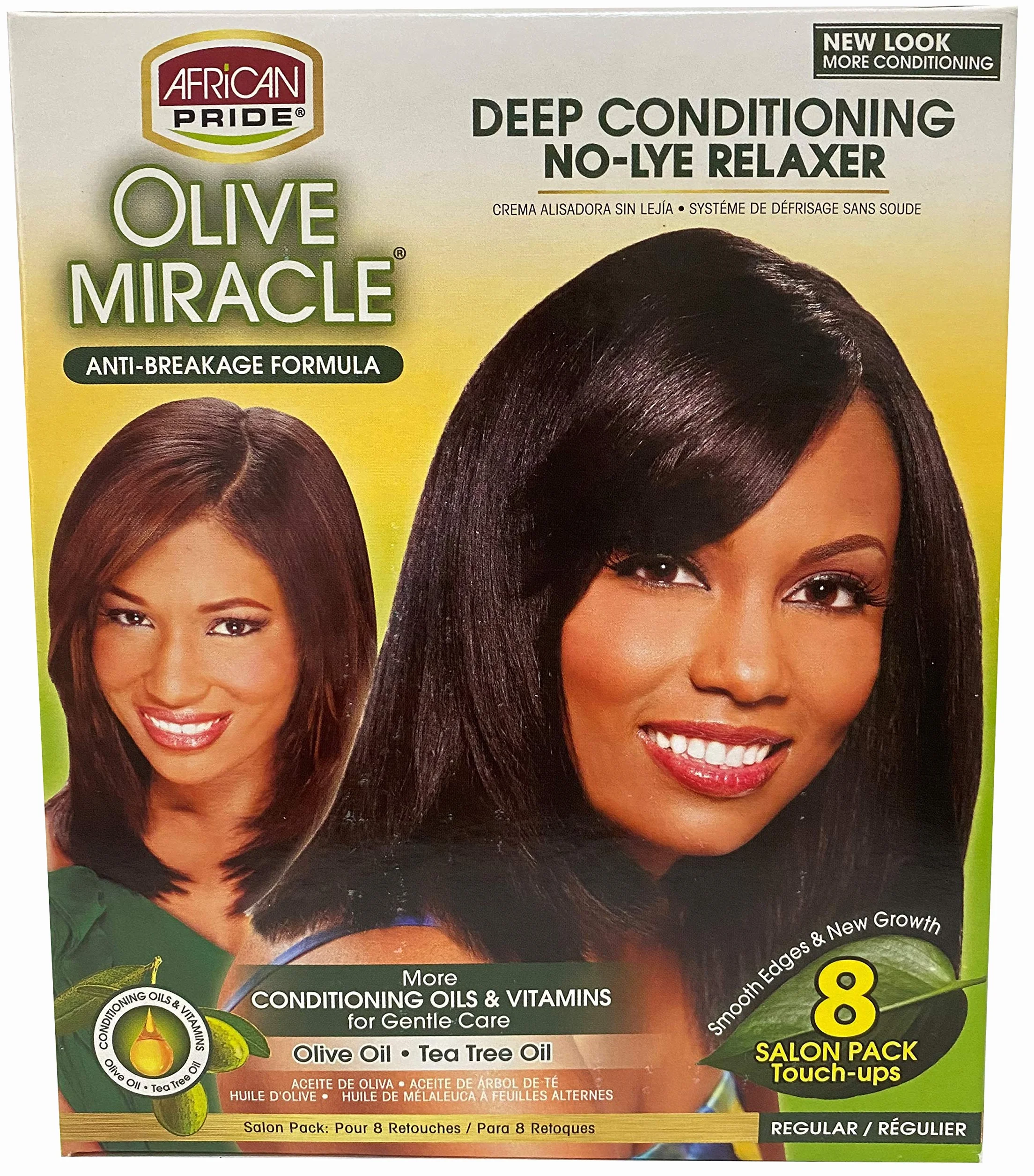 African Pride Olive Miracle Deep Conditioning No-Lye Relaxer Regular Kit 8-Count