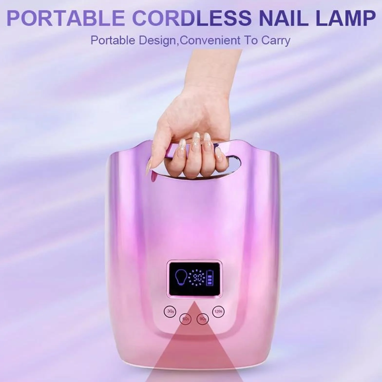 Lámpara de uñas curado de uñas de Gel Secado rápido con de uñas | 128 W, luz azul, sensor infrarrojo, portátil, temporizador, tecnología de doble fuente de luz de 365+405 nm, 45 LED