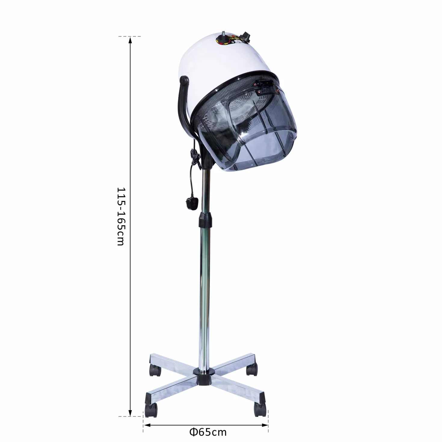HOMCOM Campana Casco Secador De Pelo 80W Secador De Peluqueria Con Capucha Y Tripode, Blanco