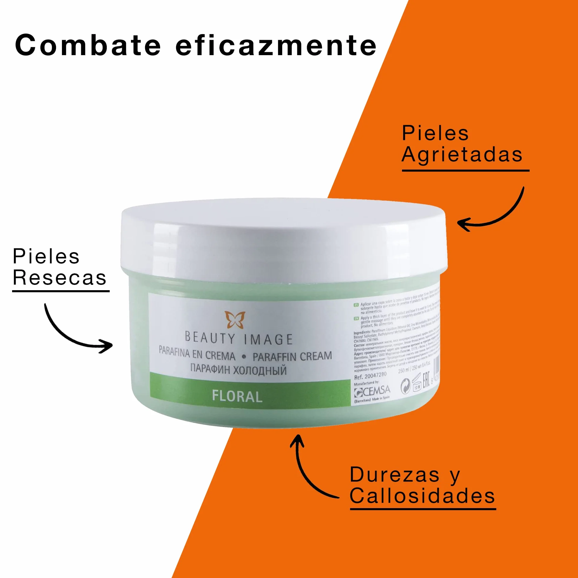 Parafina en Crema para Manos y Pies, 250 ml, Aroma Floral - Tratamiento Hidratante para Pieles Sensibles