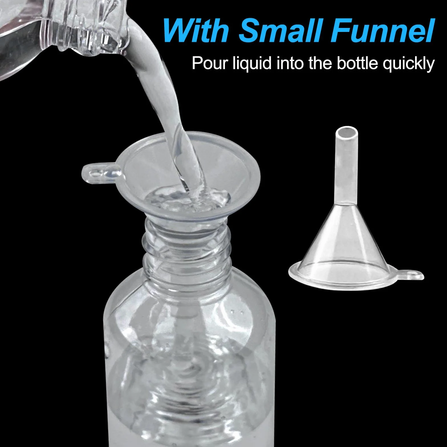 Botes Viaje Rellenables 100ml 10 Piezas, Botellas Avion Plastico con Embudos, Envases Transparentes para Gel Champu Locion