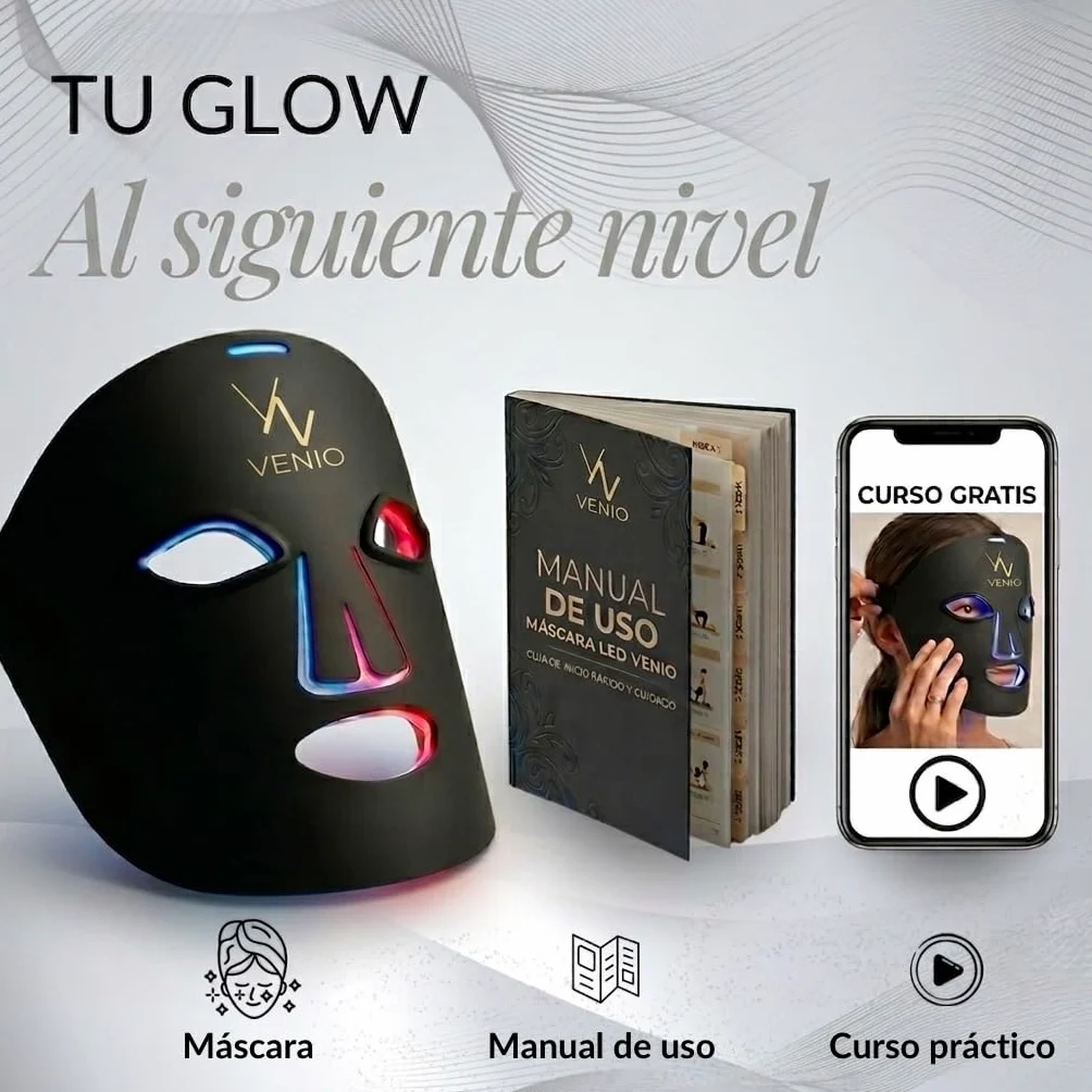 Máscara LED Facial Profesional – Dispositivo de Luz Roja e Infrarroja para Rutina de Cuidado Estético – 4 Colores LED para Uso Cosmético y Bienestar – Mascarilla de cuidado Facial en Casa
