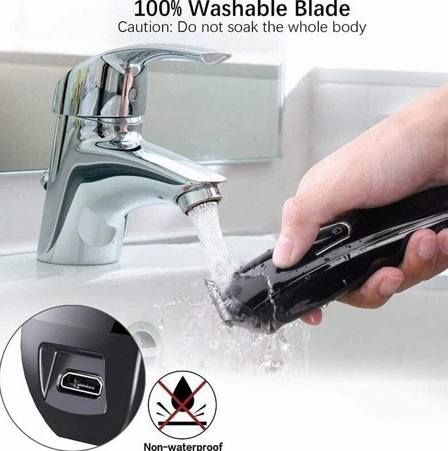 Cortapelos para hombres, kit recortador de barba 6 en 1, inalámbrico, de precisión, resistente al agua, recargable por USB.