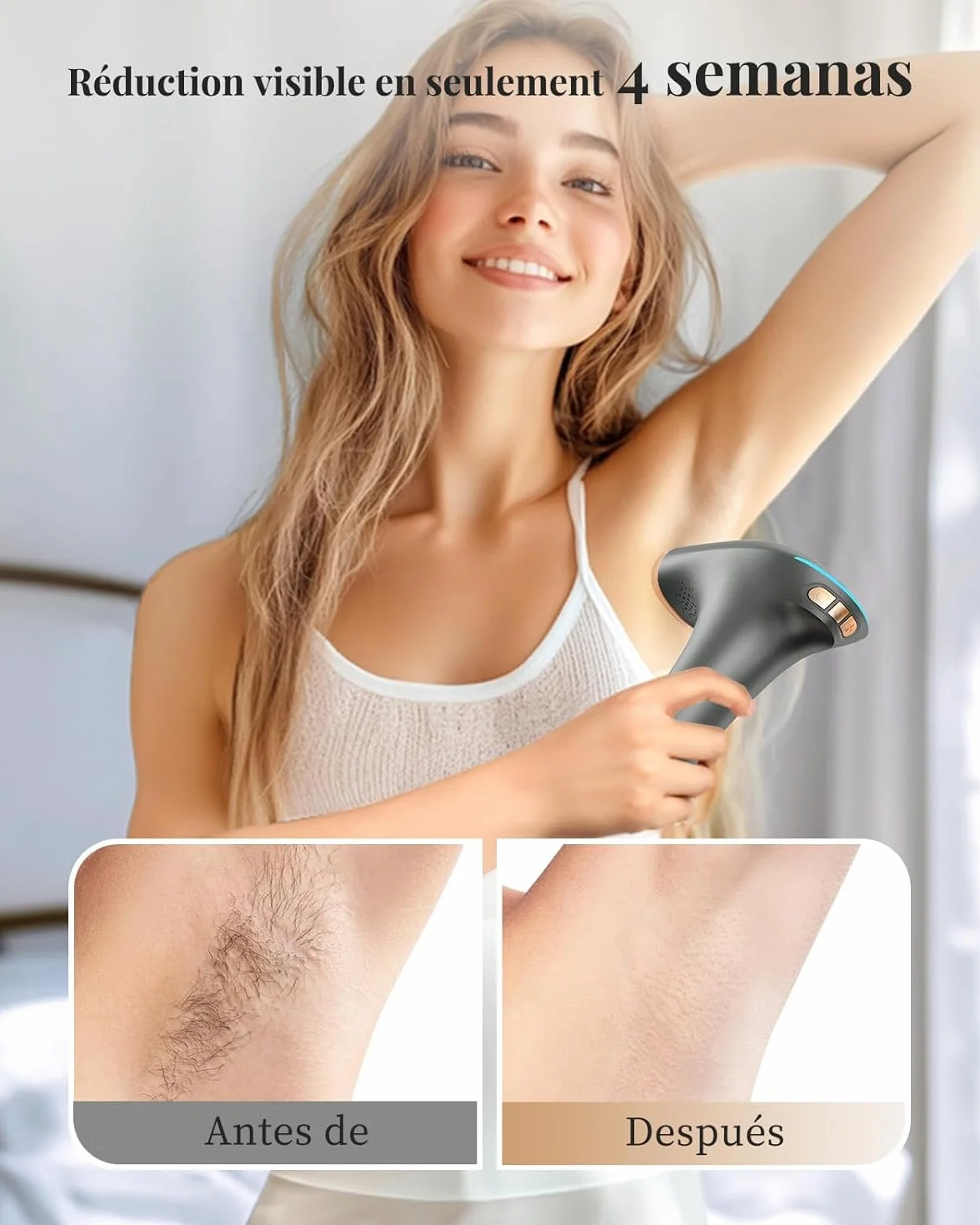 Depiladora Láser IPL Sin Dolor, Luz Pulsada 3 Funciones, 9 Niveles de Energía para Mujeres y Hombres