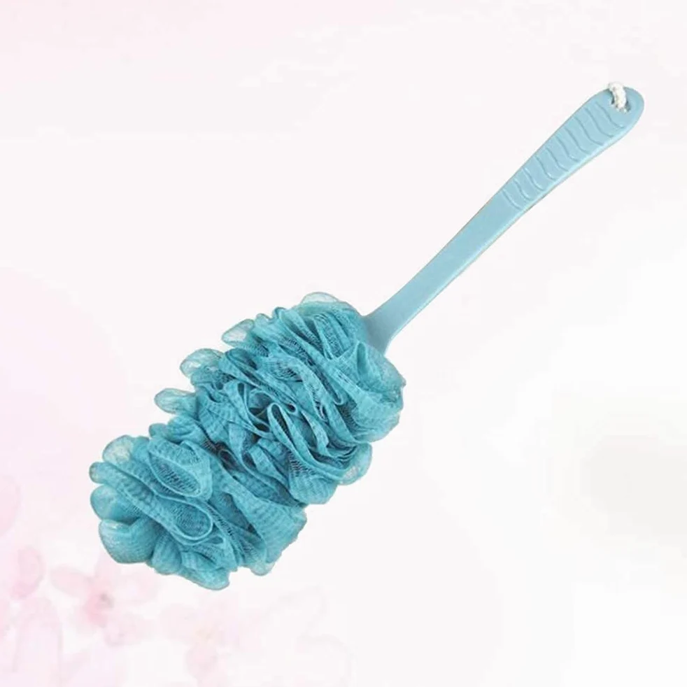 Esponja de Malla de Ducha con Mango, depurador de Espalda, Cepillo Exfoliante Largo para el Cuerpo del baño, Lavado Corporal (Azul), cepillos para baño y Cuerpo