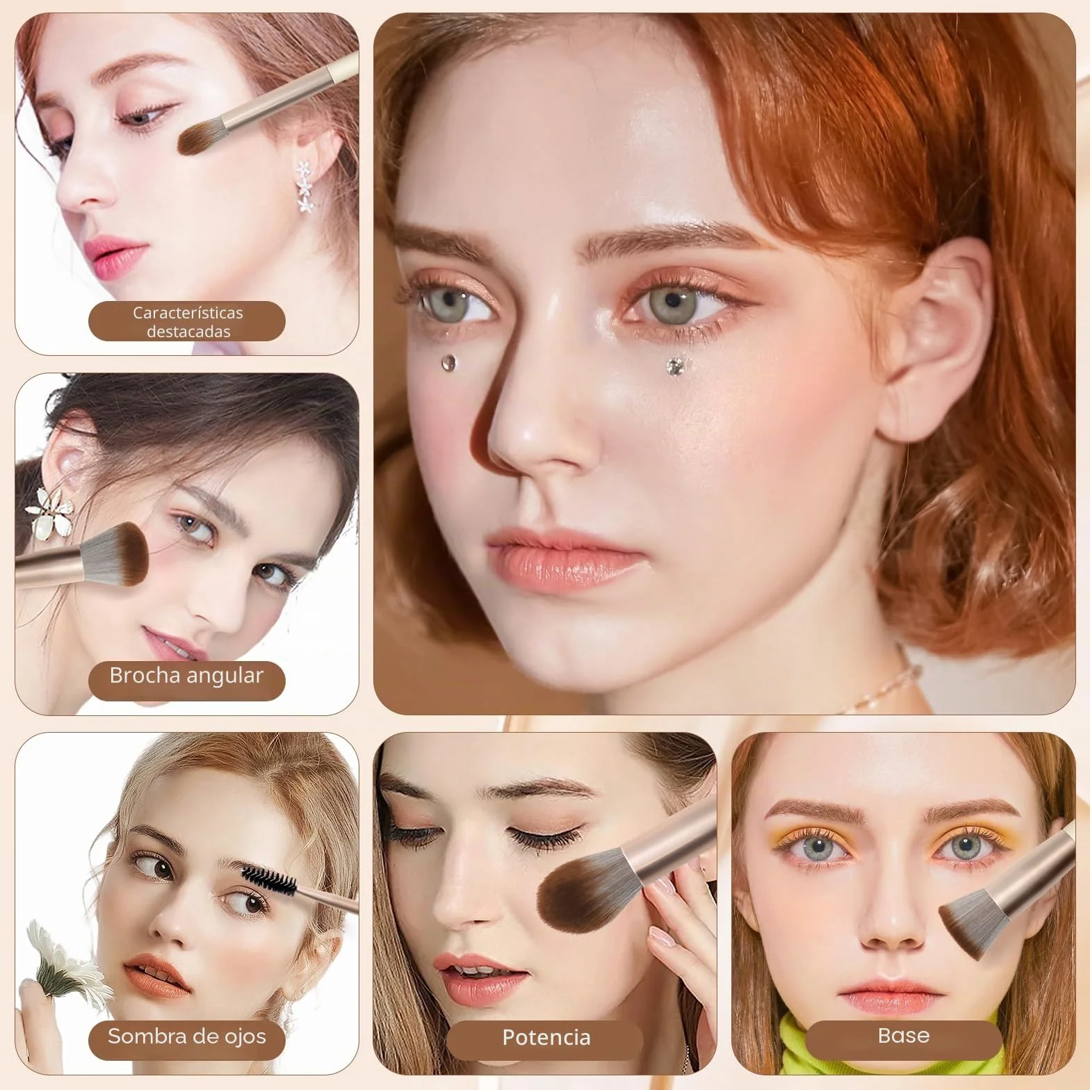 HEYMKGO 18 Piezas Pinceles de Maquillaje Profesional Sintéticos con Difusores y Bolsa de Viaje