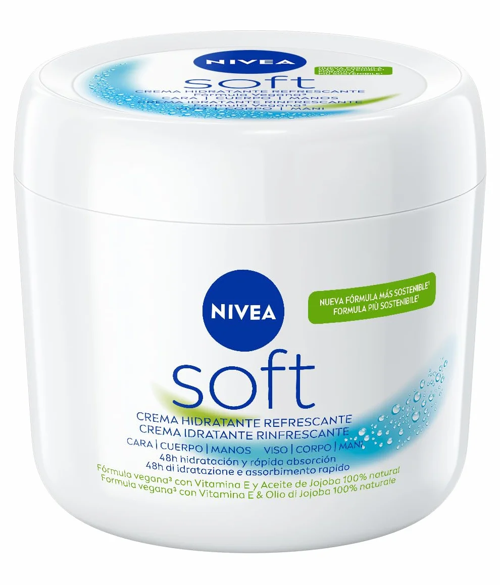NIVEA Soft Crema Hidratante Intensiva 500 ml con Aceite de Jojoba y Vitamina E para Cara, Cuerpo y Manos