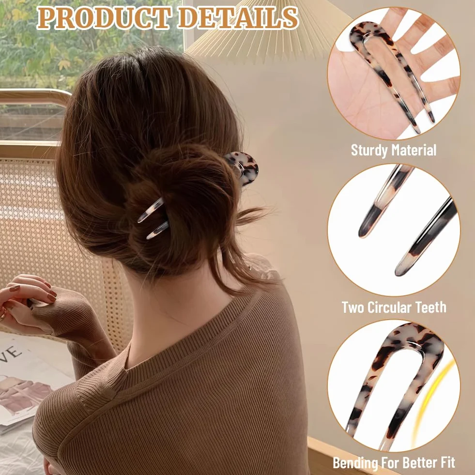 Aucuu Pinzas Francesas para el Cabello en Forma de U, 4pc Horquillas Francesas para Mujer