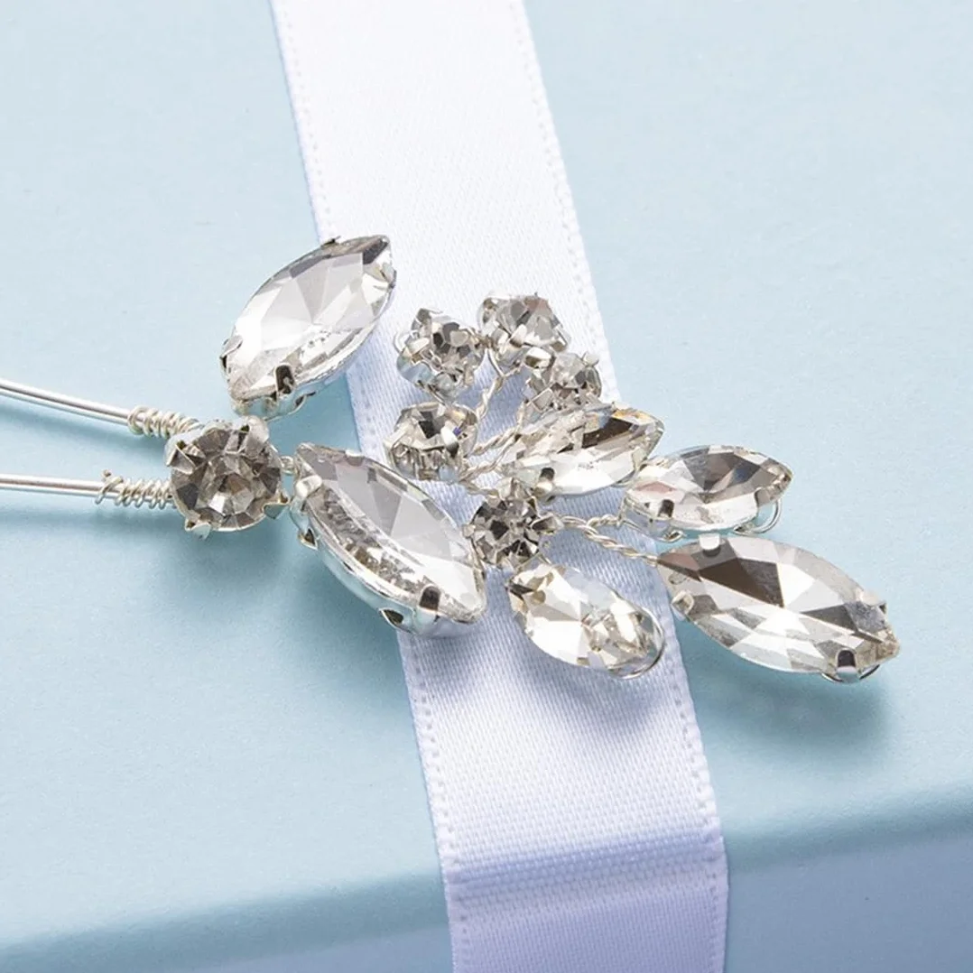 Horquillas de Novia Cristal Hoja para Boda, Moño Broches para Mujeres, Tocado Diamantes de Imitación Pinzas Pelo Accesorios