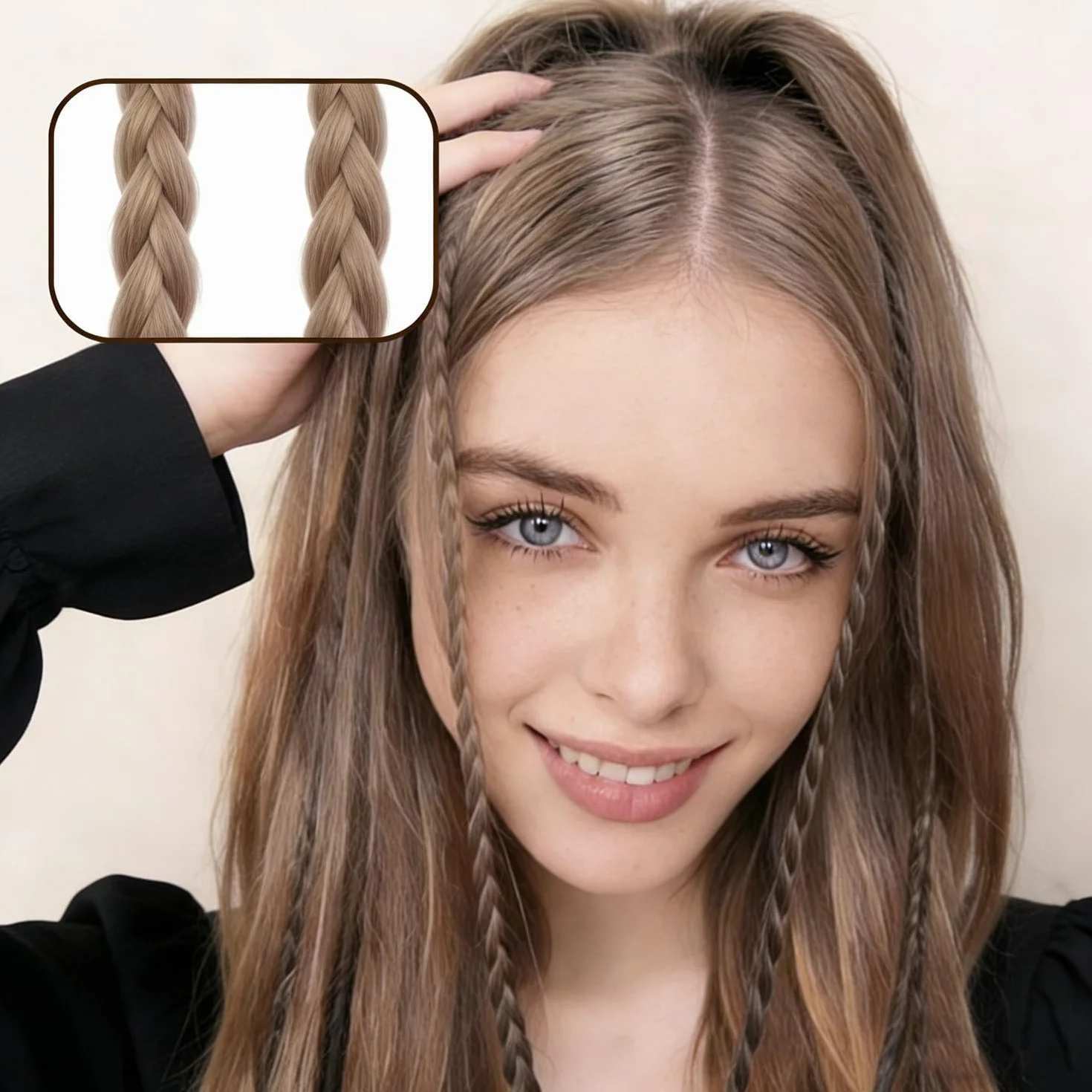 Extensiones Trenzadas con Clip 45 cm Rubio Oscuro Cabello Sintético para Mujer
