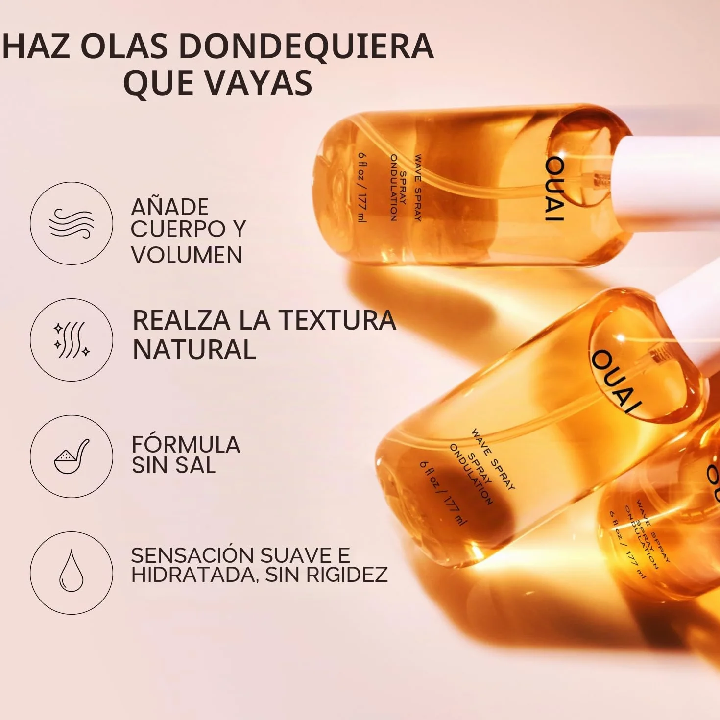 OUAI Spray de Textura Tamaño de Viaje - Spray Texturizante para Cabello con Aceite de Coco y Proteína de Arroz