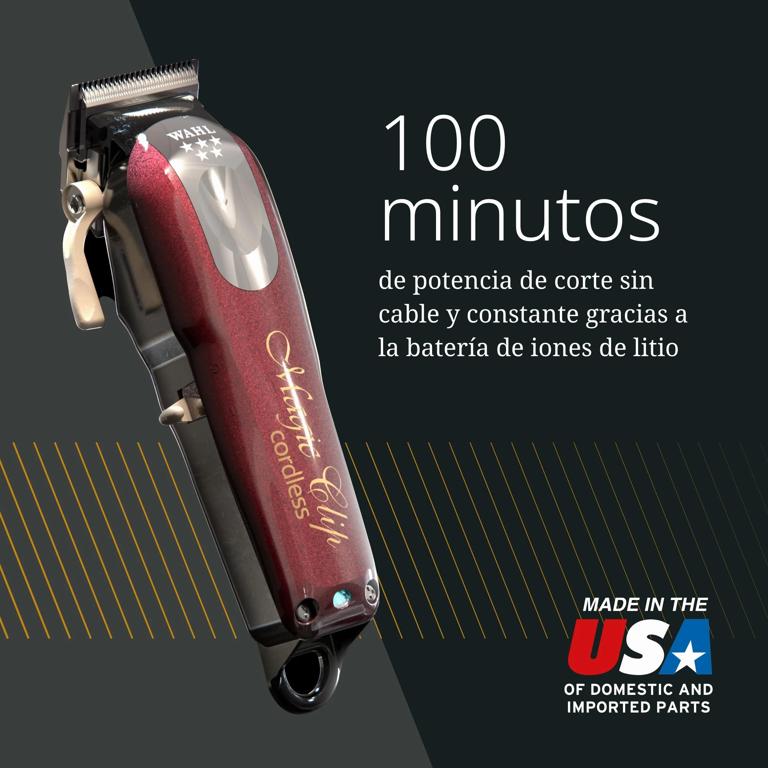 Wahl Cordless Magic Clip Cortapelos para Difuminar Máquina de Cortar Pelo Hombre Rojo