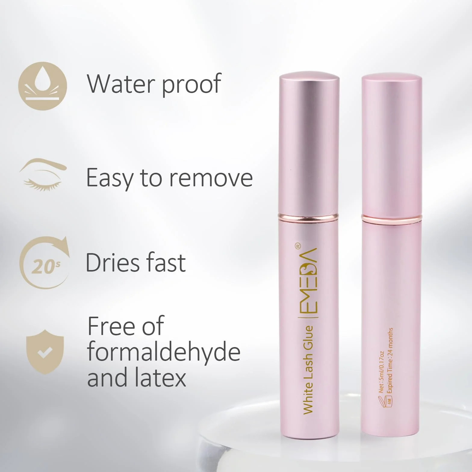 EMEDA Pegamento para Pestañas Postizas 5ml Eyelash Glue Transparente Secado Rápido Duradero