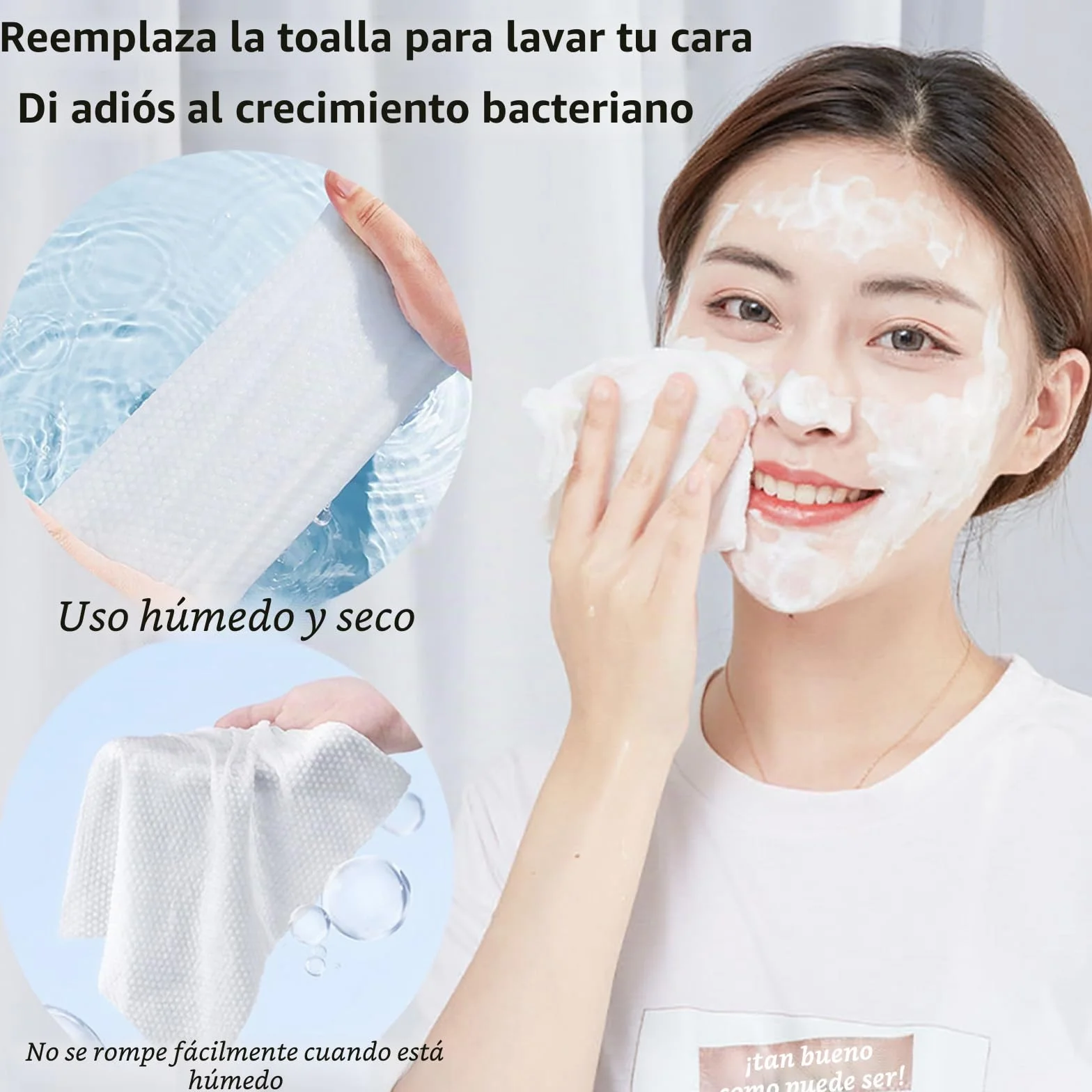 Toallitas limpiadoras faciales 100 piezas, algodón puro, para piel sensible, desmaquillantes desechables