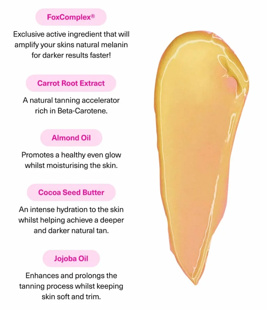 The Fox Tan - Rapid Tanning Elixir - acelerador del bronceado sin autobronceador, Loción vegana el para rostro y cuerpo, para sol y solárium, 300 ml