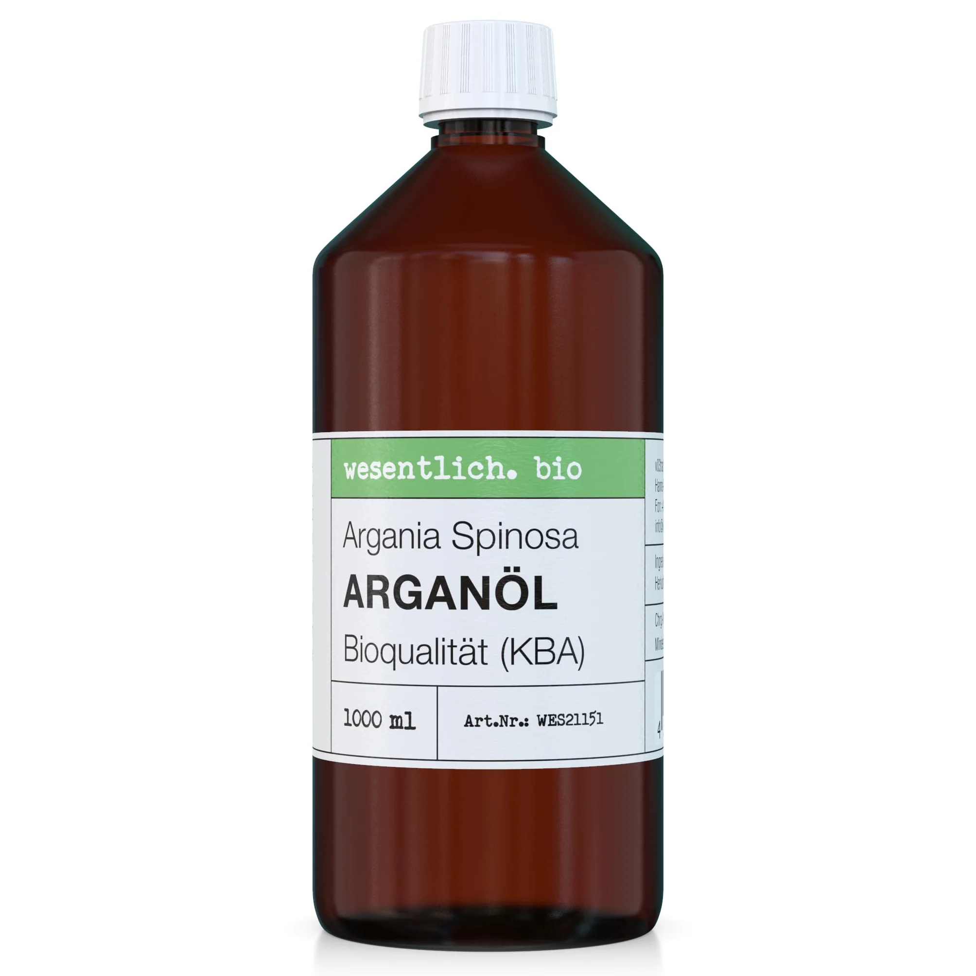 Aceite de argán ecológico 1000 ml, prensado en frío, 100% natural de wesentlich.