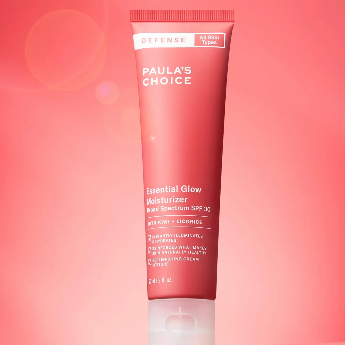 Paula's Choice Glow Crema Hidratante Facial FPS 30, 60 ml | Hidrata, Ilumina y Protege la Piel - Protege de los Efectos Nocivos de la Contaminación - Aceite de Argan y Extracto de Kiwi