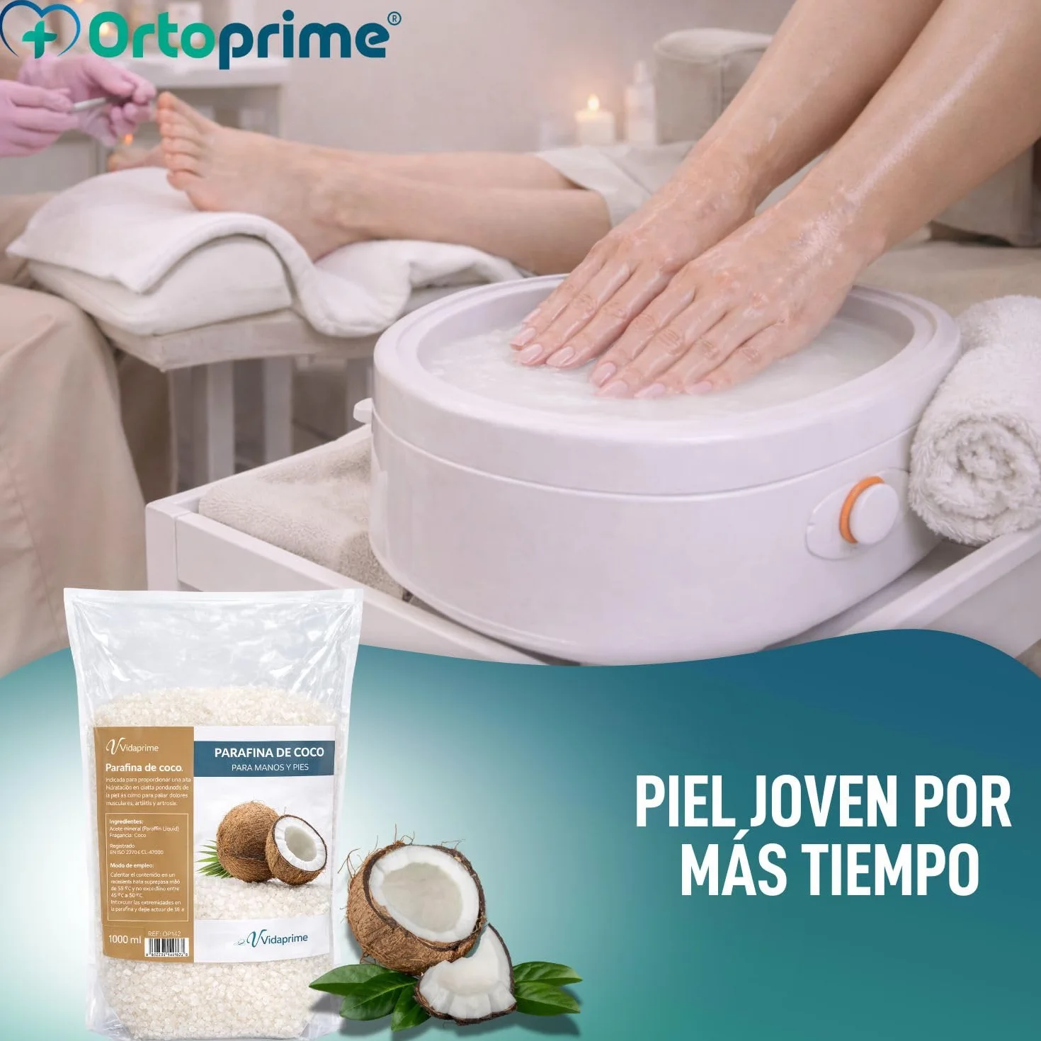Parafina para Manos y Pies Pack 3x3000ml Profesional Hidratante Coco