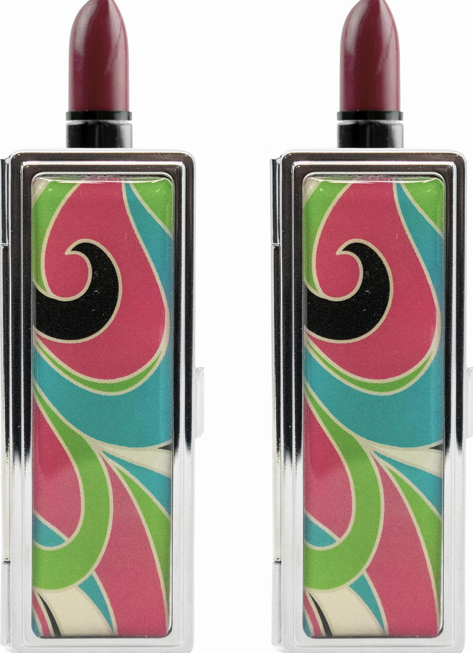 Stephanie Imports Estuche de viaje con caja de pintalabios con espejo remolinos coloridos