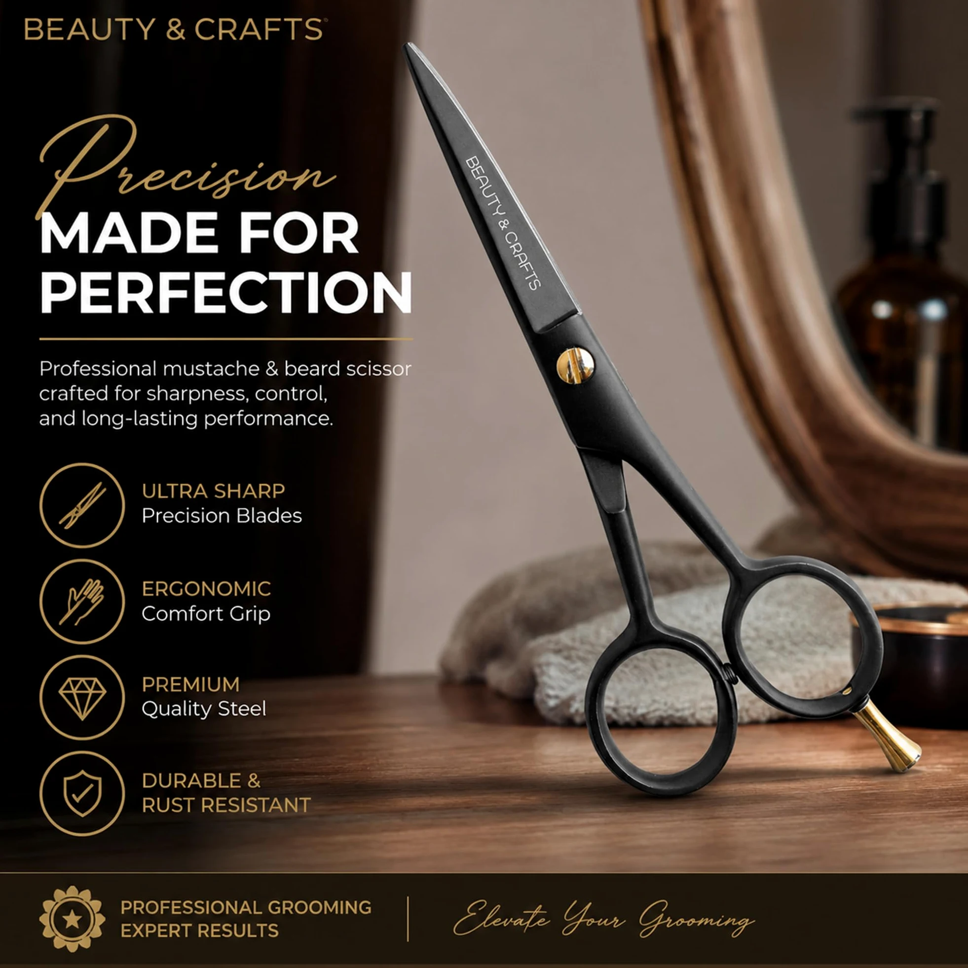 Tijeras profesionales alemanas para barba de 5 pulgadas para hombres, 2 peines de bigote para vello facial con hermosa bolsa y pinzas, tijeras de bigote para hombres, para aseo, corte, peinado,