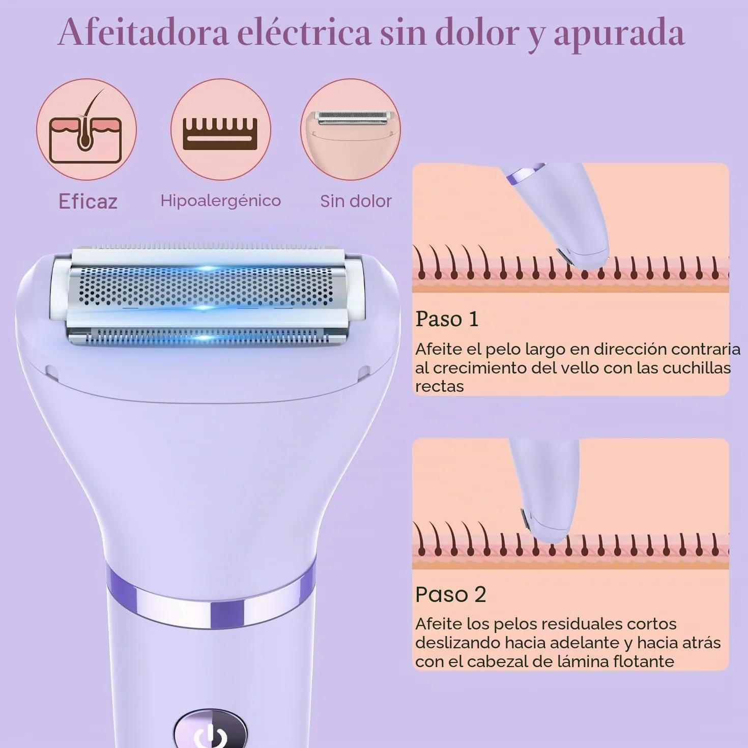 Afeitadora eléctrica para mujer 3 en 1 impermeable pantalla LCD seco/mojado
