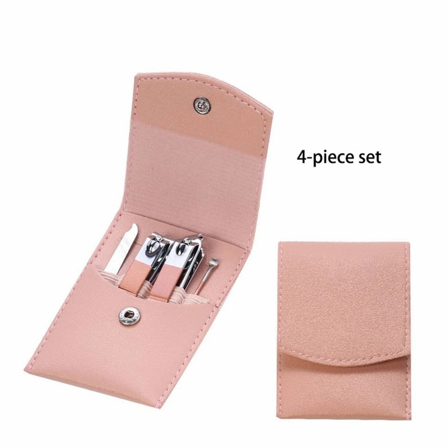 Herramientas para el cuidado de las uñas Kit de cortaúñas Pedicura profesional Kit de manicura de acero inoxidable Herramientas de belleza Kit de belleza con estuche de cuero PU de moda portátil (or
