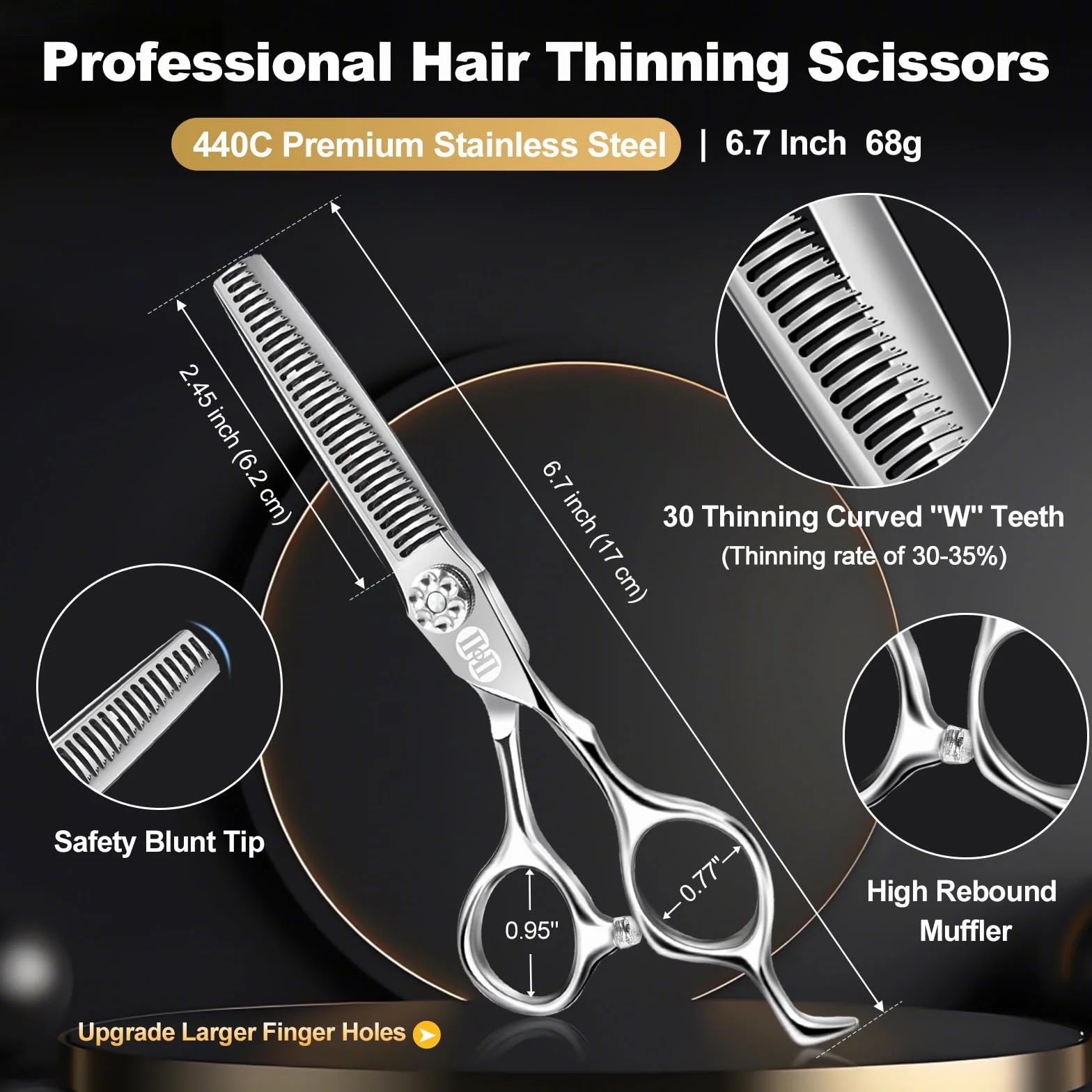 CIICII Tijeras Peluqueria Profesional 440C 6.7 Pulgadas Cortar Pelo