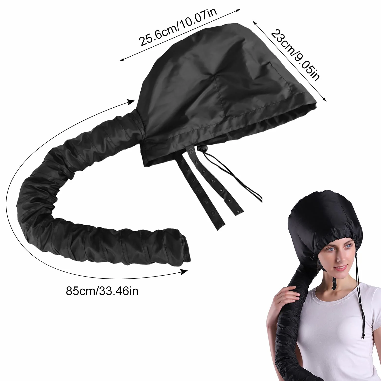 Casco Para Secador De Pelo Ajustable Resistente al Agua UKOFEW Negro