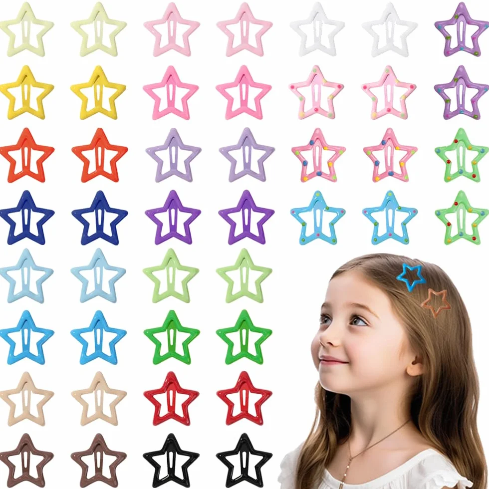 Pinzas para el Pelo de Estrella, 44 Piezas, Metal Antideslizantes, Horquillas para Niñas y Mujeres