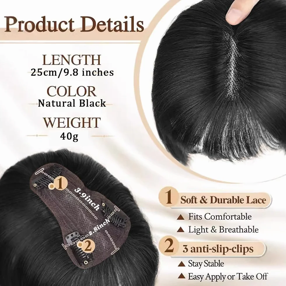 Flequillo Postizo Pelo Natural Clip Humano Cabello Extensión Aire con Flecos Negro Natural