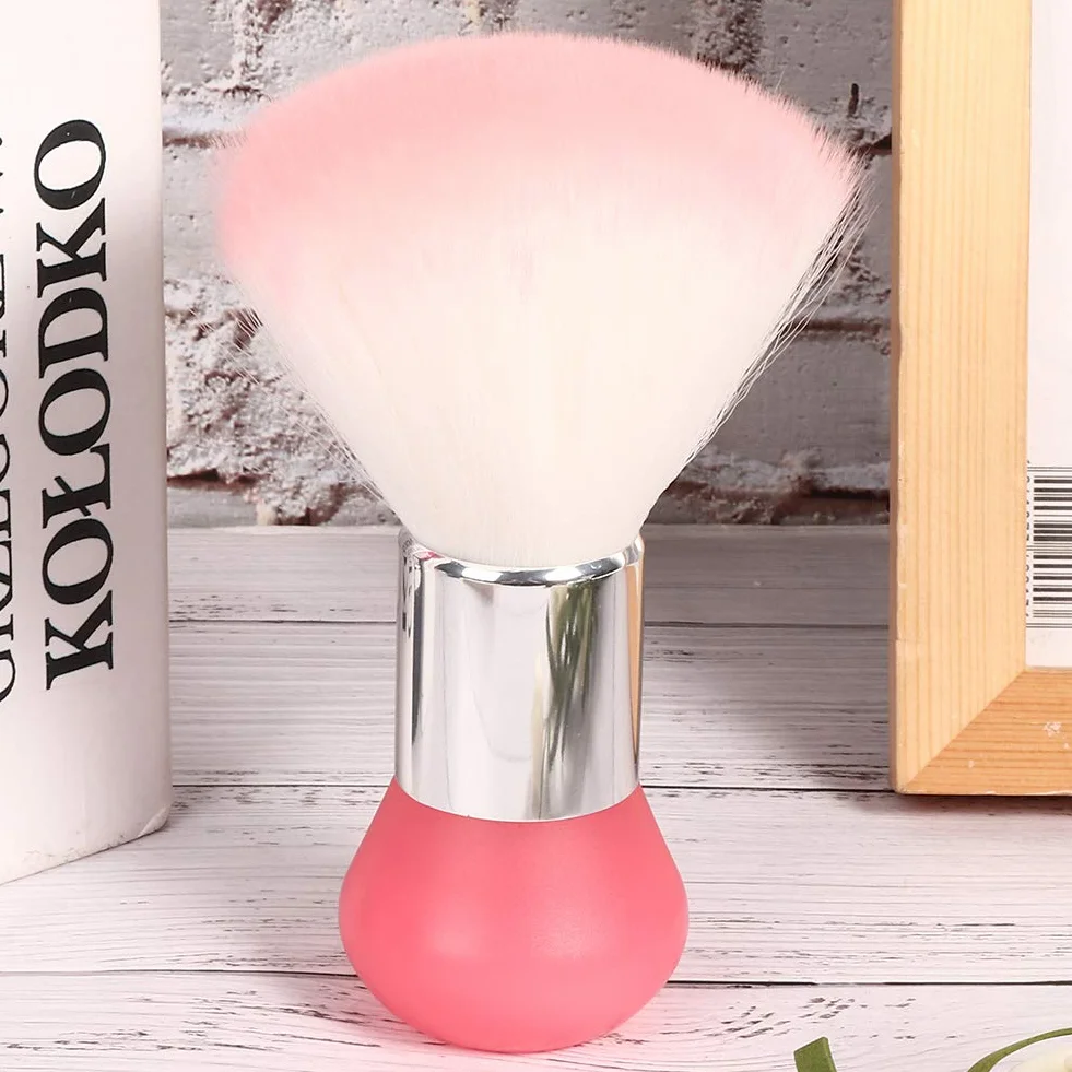 Plumero suave para cara y cuello, Mini cepillo de pelo ligero para peluquería y recortes (Rosado)