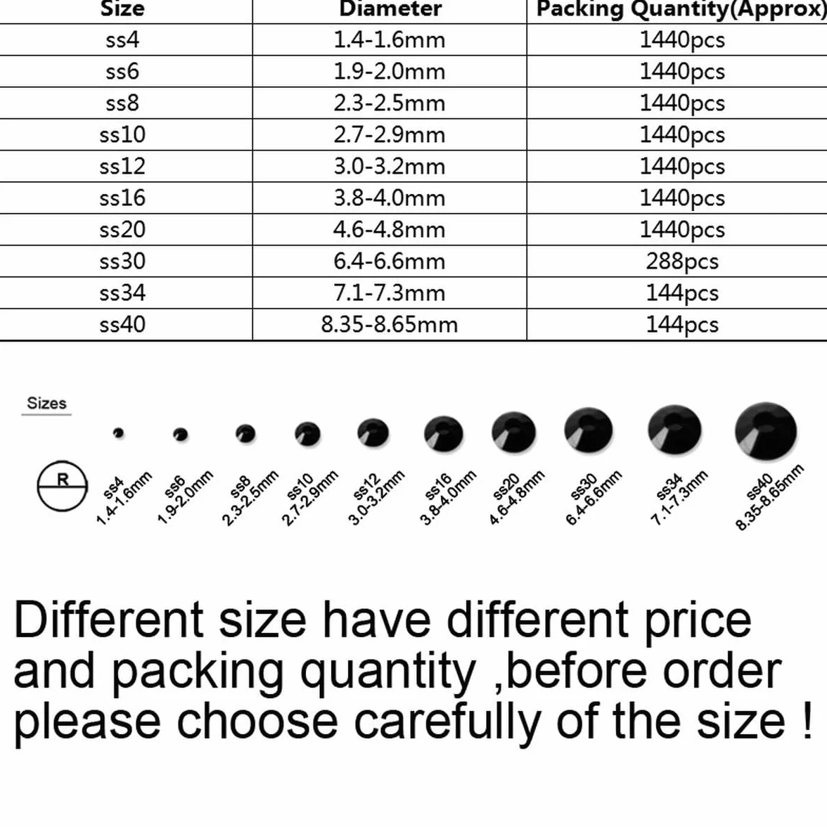 Bulk 100 Bruto SS6 8 10 12 16 20 30 Diamantes de imitación de Cristal con Parte Posterior Plana Negra Pegamento para decoración de uñas en Piedra Strass-31 Citrino-ss30 20gr 2880pcs