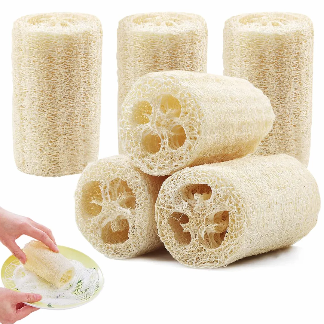 Esponjas Naturales Luffa Scrubber Exfoliante para Baño y Cocina 6 Piezas