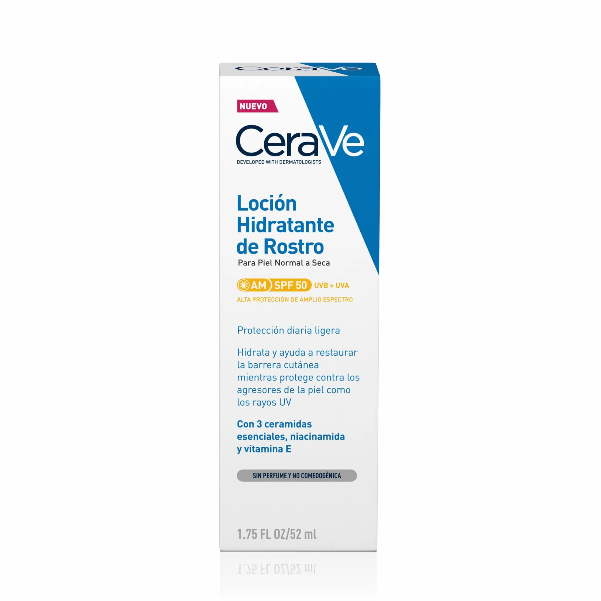 CeraVe Loción Hidratante de Rostro SPF 50 52ml para Piel Normal a Seca