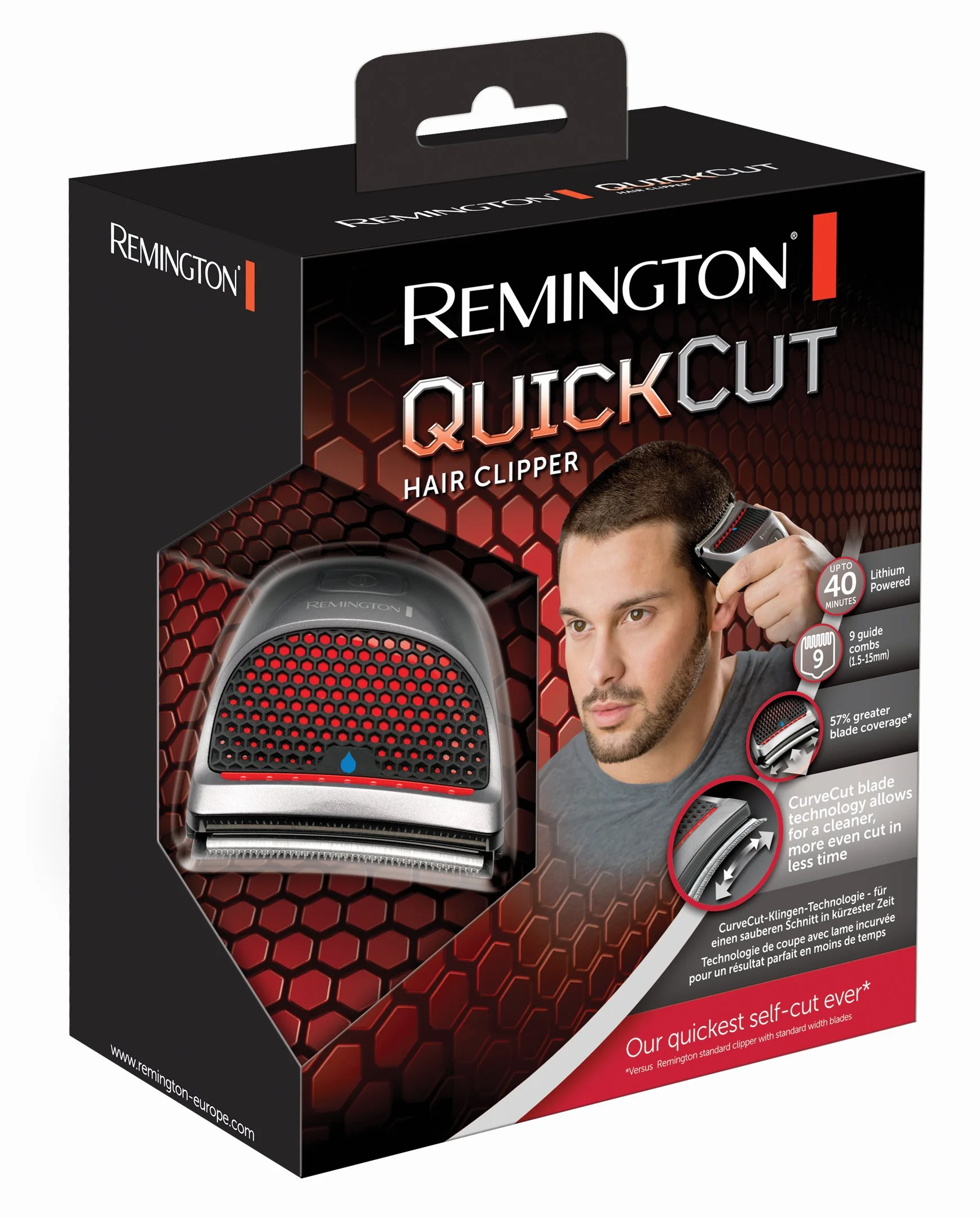 Remington HC4250 Máquina de Cortar Pelo Hombre cuchillas autoafilables acero inox Curve-cut 0,5-15 mm QuickCut 9 peines cable/batería litio