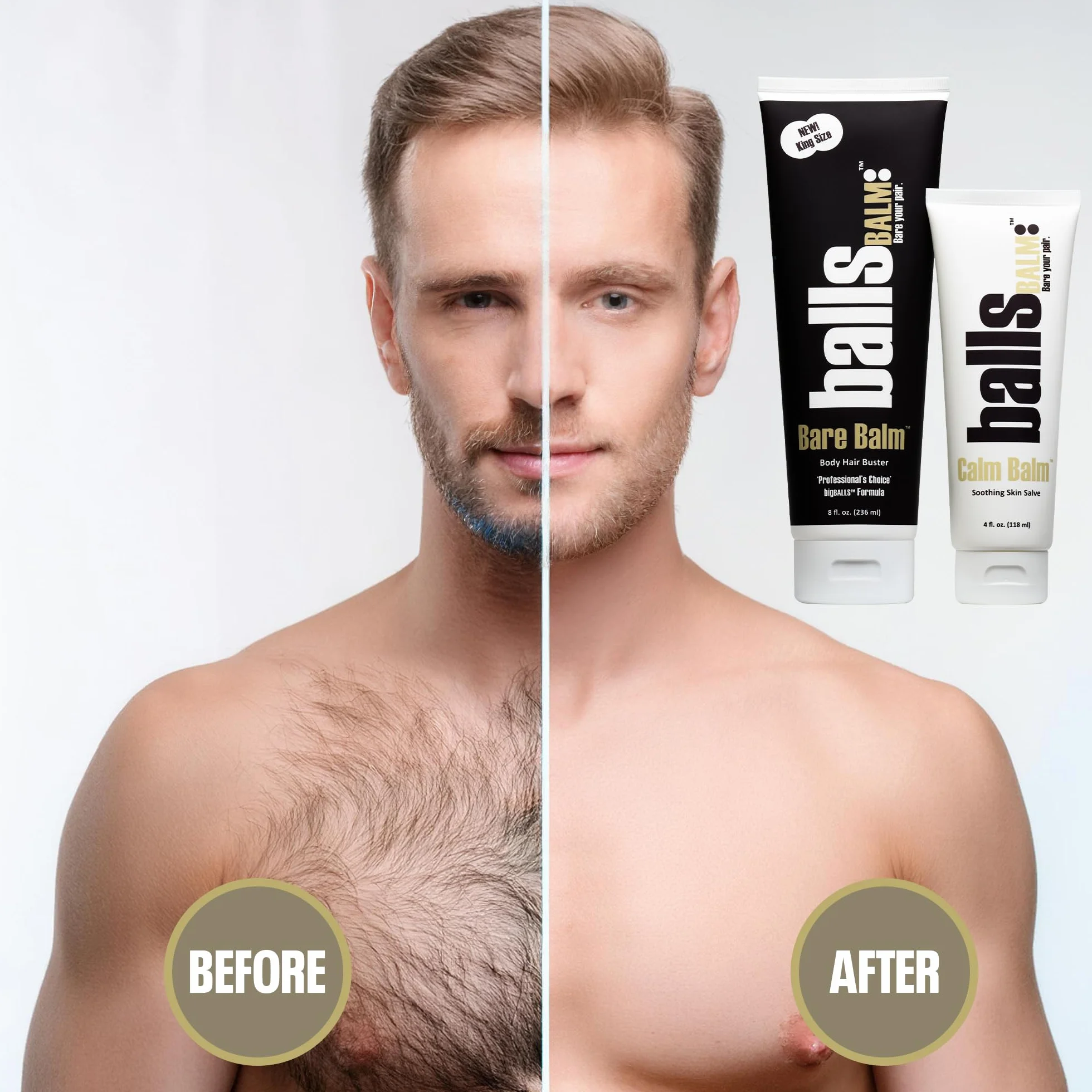 The Bare Pair 'Threesome' King Kombo - Sistema de gestión del cabello corporal (con guante exfoliante)